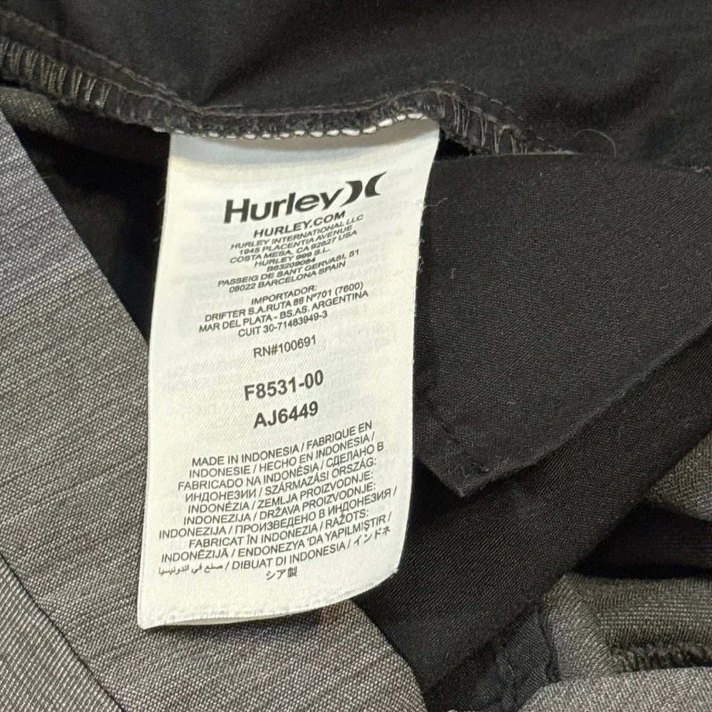 Hurley Nike Dri Fit Gray Shorts Men 38 Surf‎ Skater Athleisure